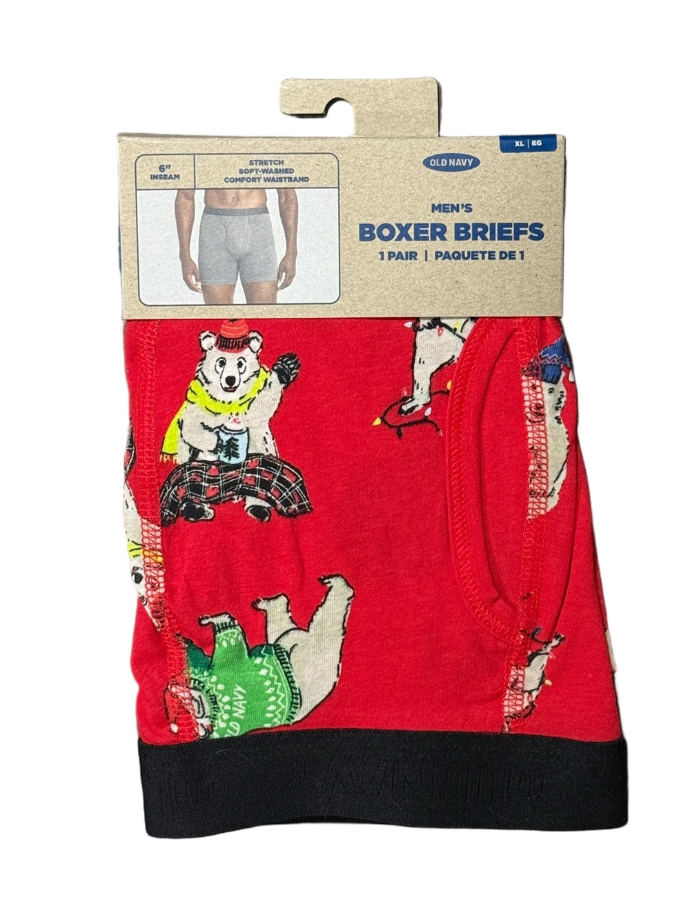 Mens Christmas Polar Bears Boxer Briefs - Size Extra Large XL - Old Navy - NWT